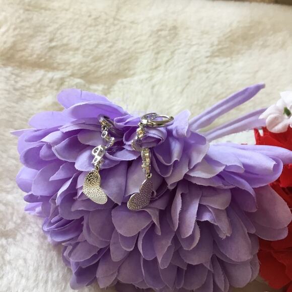 Charm Heart with Crystals Huggie Earrings - Picture 2 of 8